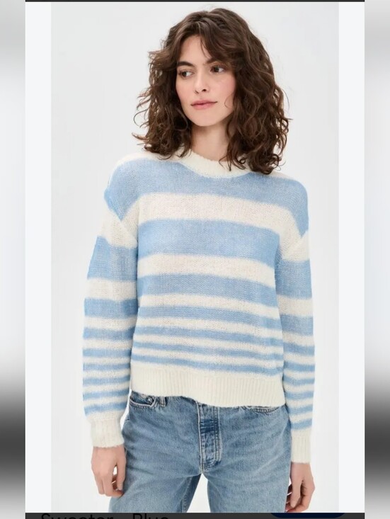 pistola Sweaters - Pistola   Moa Striped Bubble Sweater in Blue & Gradient Stripe S